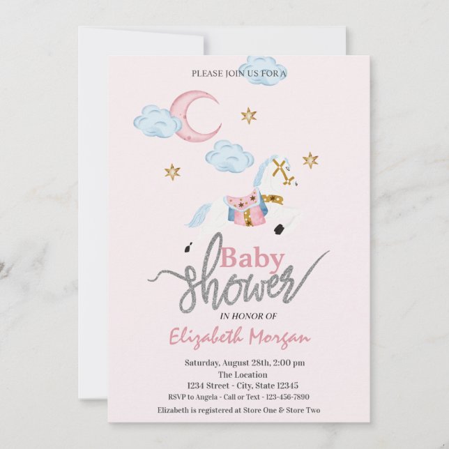 Invitation Aquarelle Petit Baby shower rose pâle (Devant)