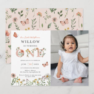 Invitation Aquarelle Petit Fleur sauvage 1er anniversaire