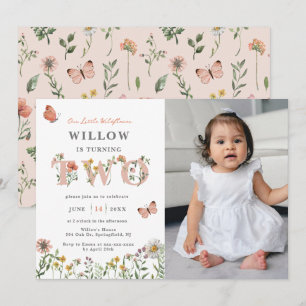 Invitation Aquarelle Petit Fleur sauvage 2e anniversaire