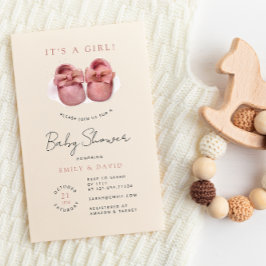 Invitation Aquarelle Petite fille Baby shower de chaussures r