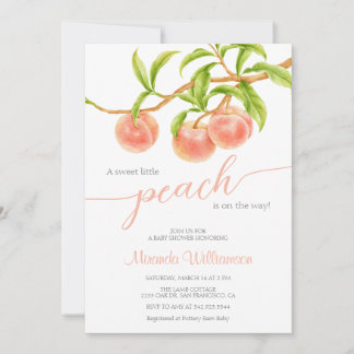 Invitation Aquarelle Petite pêche est sur le chemin baby show