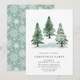 Invitation Aquarelle Pine Arbre Chic Noël Fête de Noël