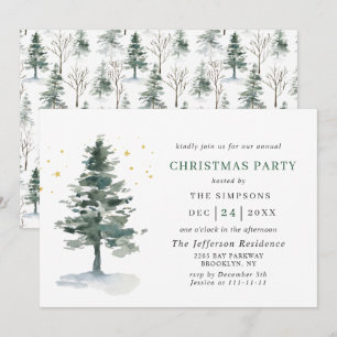 Invitation Aquarelle Pine Arbre Chic Noël Fête de Noël