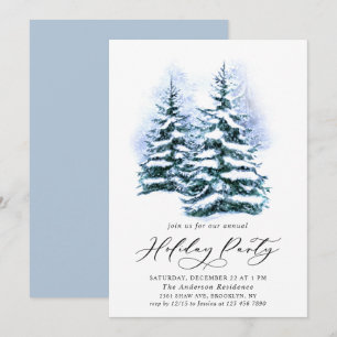 Invitation Aquarelle Pine Arbre Chic Noël Fête de Noël