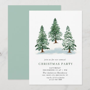 Invitation Aquarelle Pine Arbre Chic Noël Fête de Noël