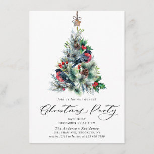 Invitation Aquarelle Pine Arbre Chic Noël Fête de Noël