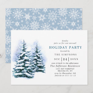 Invitation Aquarelle Pine Arbre Chic Noël Fête de Noël