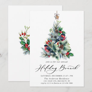 Invitation Aquarelle Pine Arbre de Noël Brunch de Noël