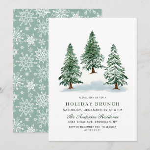 Invitation Aquarelle Pine Arbre de Noël Brunch de Noël