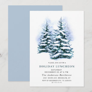 Invitation Aquarelle Pine Arbre de Noël Déjeuner