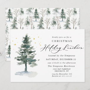 Invitation Aquarelle Pine Arbre de Noël Déjeuner