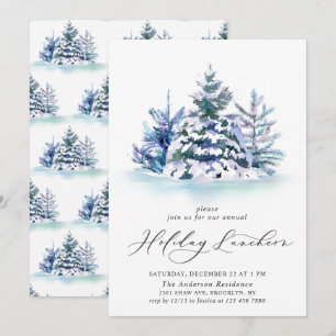 Invitation Aquarelle Pine Arbre de Noël Déjeuner