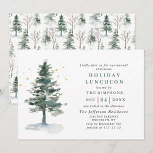Invitation Aquarelle Pine Arbre de Noël Déjeuner