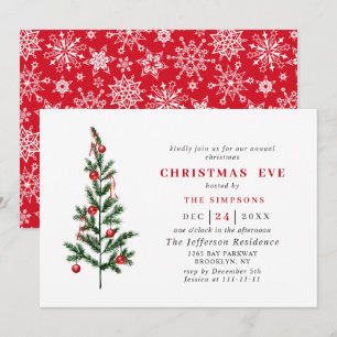 Invitation Aquarelle Pine Arbre Vacances NOËL EVE