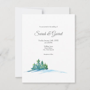 Invitation Aquarelle Pine Arbres Snowscape
