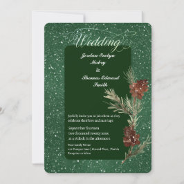 Invitation Aquarelle PINE Vert Mariage moderne 2