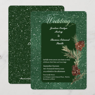 Invitation Aquarelle PINE Vert Mariage moderne 2
