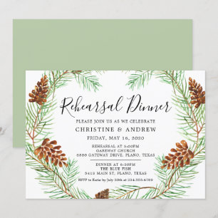Invitation Aquarelle Pinecone Élégante répétition hivernale