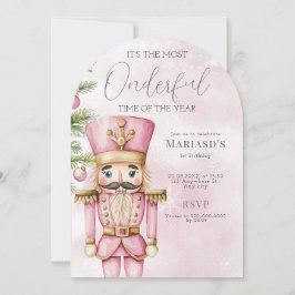 Invitation aquarelle Pink Christmas Nutcracker 1er anniversai