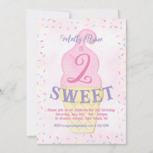 Invitation Aquarelle Pink Ice Cream Cone 2e anniversaire fill