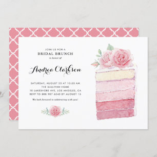 Invitation Aquarelle Pink Ombre Gâteau Slice Bridal Brunch