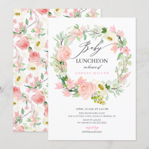 Invitation Aquarelle Pink Peonies Floral Baby Luncheon