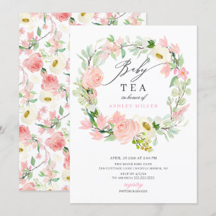 Invitation Aquarelle Pink Peonies Floral Baby shower Thé