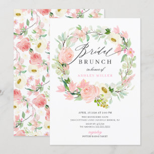Invitation Aquarelle Pink Peonies Floral Bridal Brunch