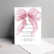 Aquarelle Pink Ribbon Bow Premier anniversaire