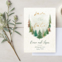 Aquarelle Pins de forêt rustique Enregistrer la da