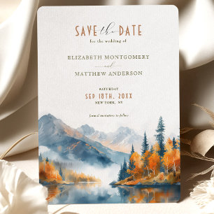 Invitation Aquarelle pittoresque Montagne d'automne Enregistr