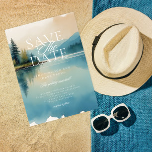 Invitation Aquarelle pittoresque Pine Arbre Lakeside Enregist