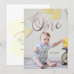 Invitation Aquarelle PixDezine 1ST Birthday