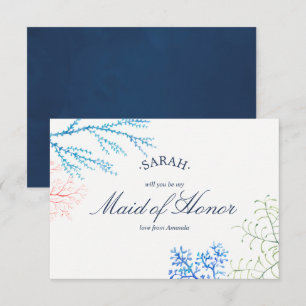 Invitation Aquarelle Plage d'algues Thème Be My Maid of Honor