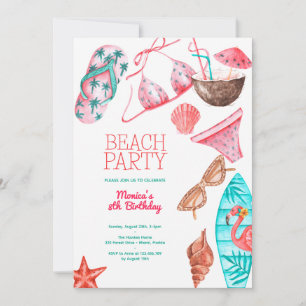 Invitation aquarelle plage fête d'été anniversaire