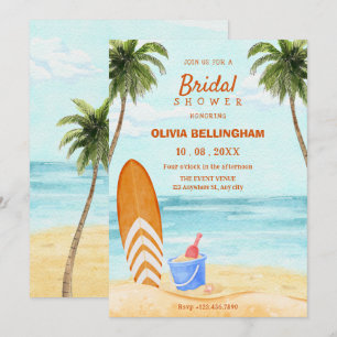 Invitation Aquarelle plage paradis douche nuptiale