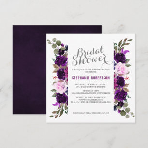 Invitation Aquarelle Plum violet Floral Boho Fête des mariées