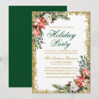 Aquarelle Poinsettia Fête Parties scintillant