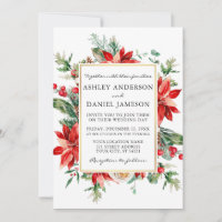 Aquarelle Poinsettia Floral Greenery Mariage