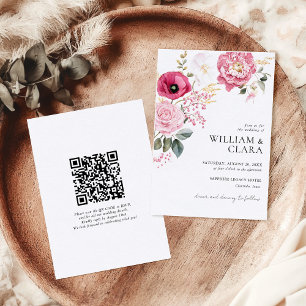 Invitation Aquarelle Poppy Et Mariage Floral Rose Peony