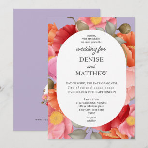 Invitation Aquarelle Poppy sur lilas pastel