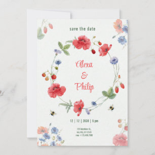 Invitation Aquarelle Poppys Fruitiers Ruraux
