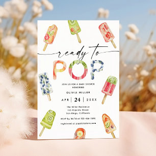 Invitation Aquarelle Popsicle Prêt à Pop Baby shower