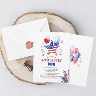 Invitation aquarelle pour célébrer le 4 juillet