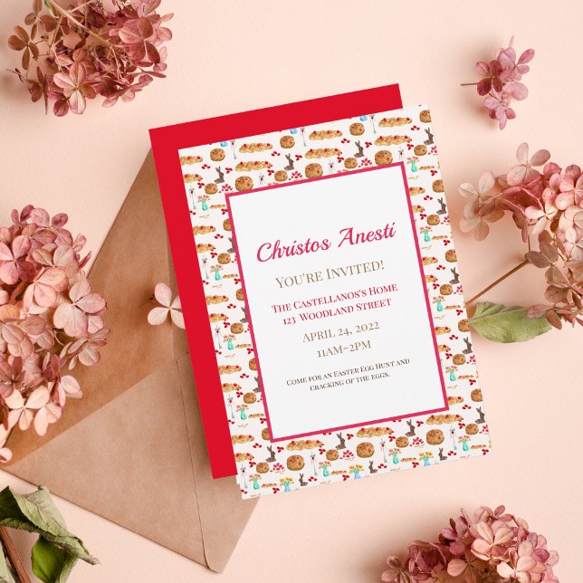 Invitation aquarelle pour le Tsoureki du jour de P (Elevate your Easter gathering with authentic Greek supplies!)