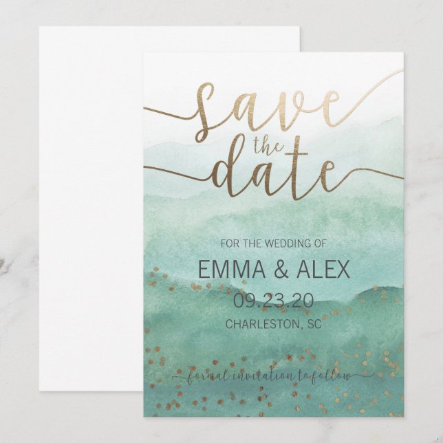 Invitation aquarelle pour Sauvegarder la Date (Devant / Derrière)