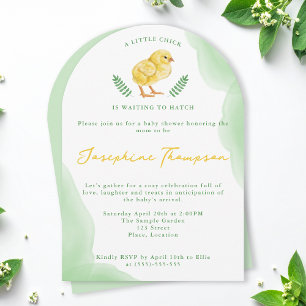 Invitation Aquarelle poussin attendant d'éclore Baby Shower