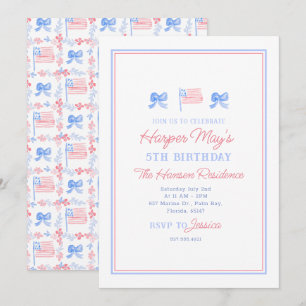 Invitation Aquarelle Preppy Patriotic 4 juillet modifiable