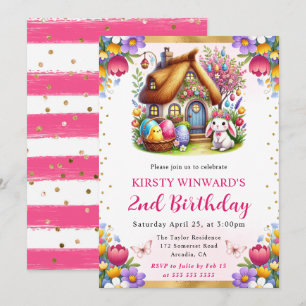 Invitation Aquarelle Printemps Maison de Pâques Anniversaire