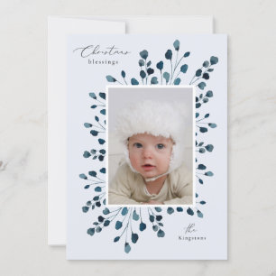Invitation Aquarelle pulvérisateur floral Noël photo personna